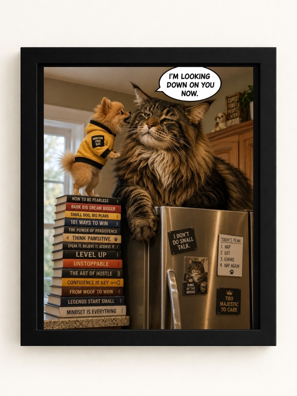 8x10 Framed Cat & Dog A.I. Art Print